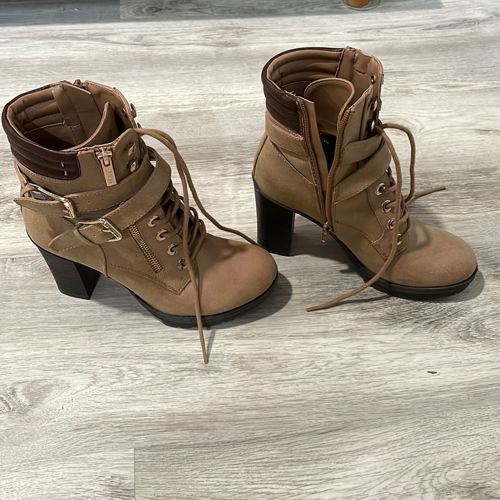 These are like new heeled cute “work boots” with a sexy cute edge!